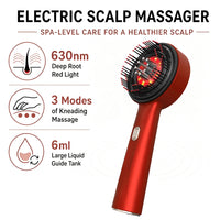 Scalp Massage Comb with Red Light, Electric Hair Scalp Massager with 3 Modes, Rechargeable 6ml Serum Applicator Tool